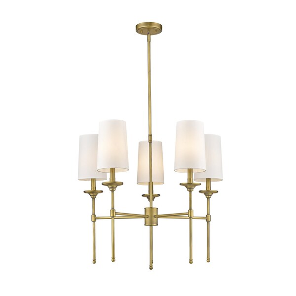 Z-Lite Emily 5 Light Chandelier, Rubbed Brass & Off White 3033-5RB - main